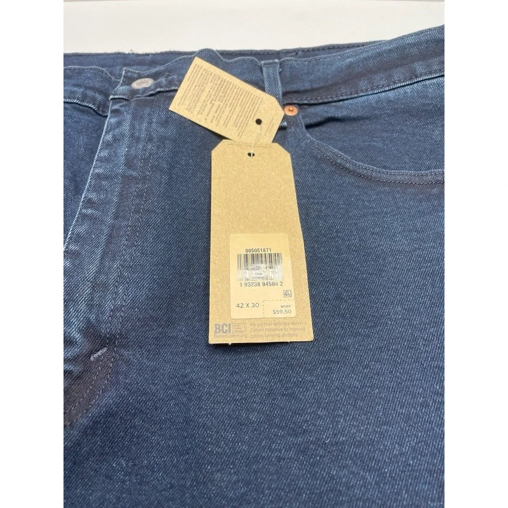Levi's 505 Regular Fit Jeans Mens 42x30 Blue Indigo Stretch Straight Leg
